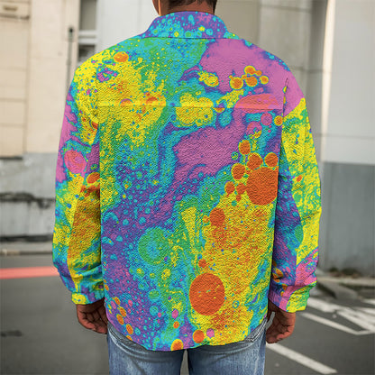 Colorful Acid Melt Print Men's Shirt Jacket