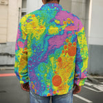 Colorful Acid Melt Print Men's Shirt Jacket