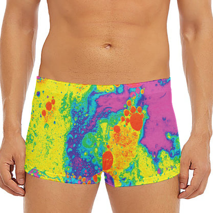 Colorful Acid Melt Print Men's Short Boxer Briefs