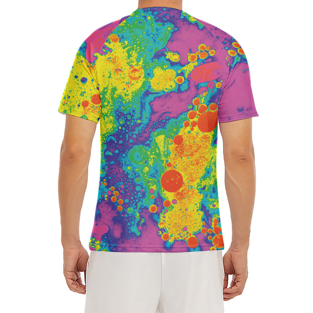 Colorful Acid Melt Print Men's Short Sleeve Rash Guard