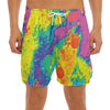 Colorful Acid Melt Print Men's Split Running Shorts