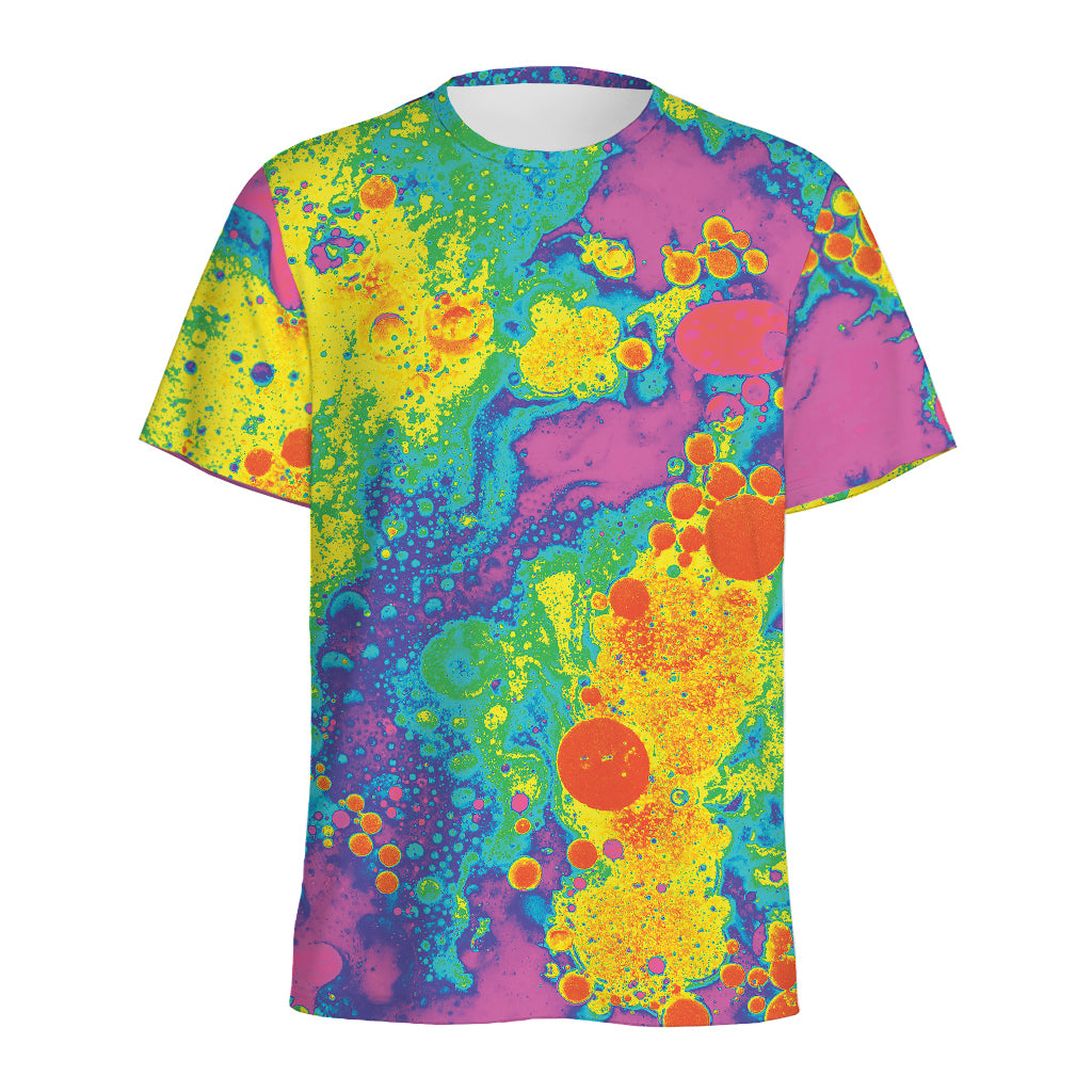 Colorful Acid Melt Print Men's Sports T-Shirt