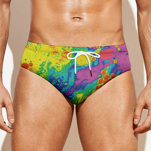 Colorful Acid Melt Print Men's Swim Briefs