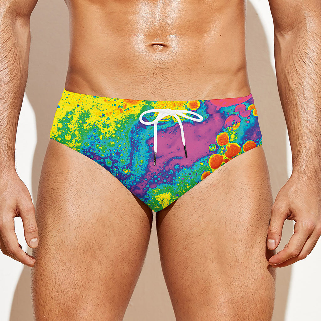 Colorful Acid Melt Print Men's Swim Briefs