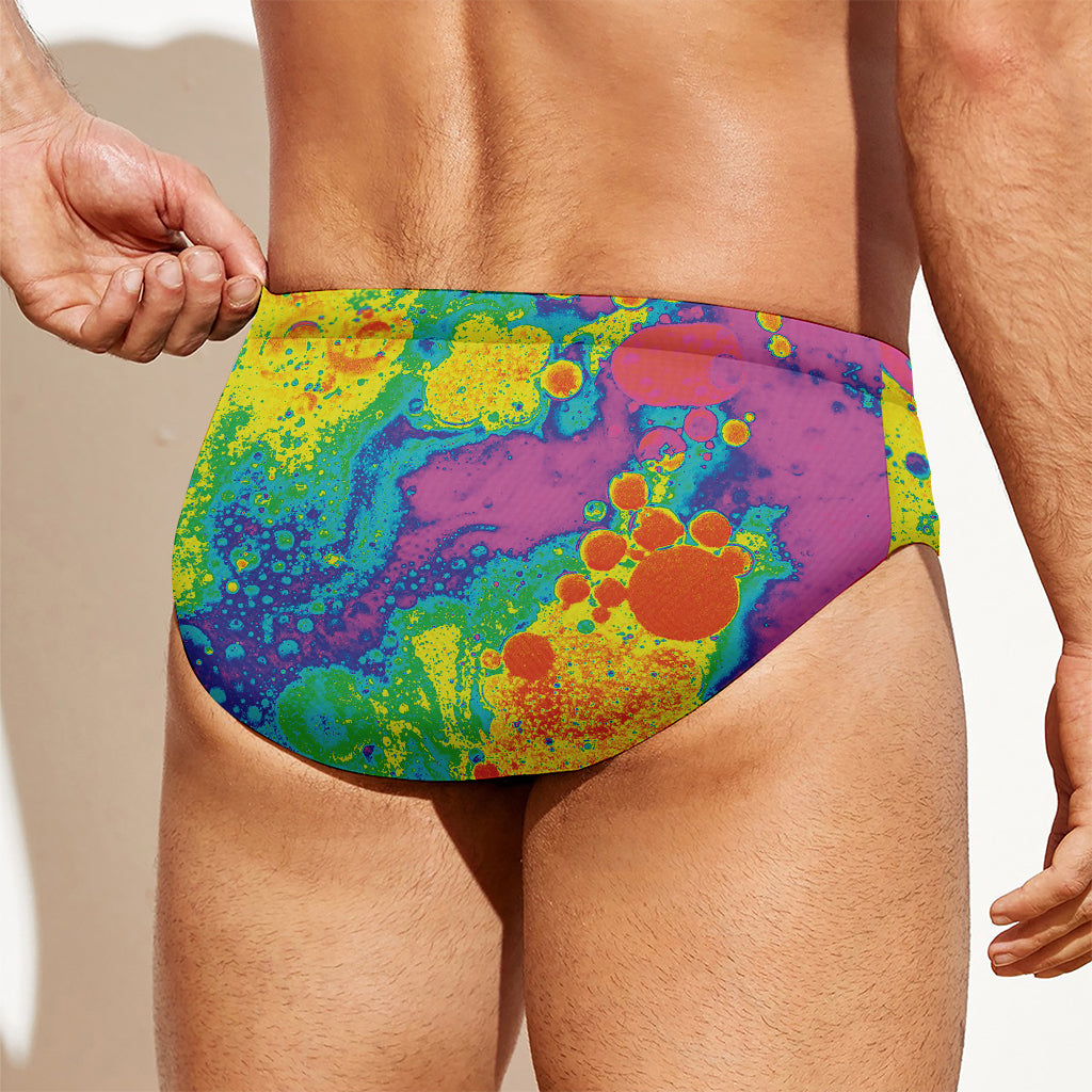 Colorful Acid Melt Print Men's Swim Briefs