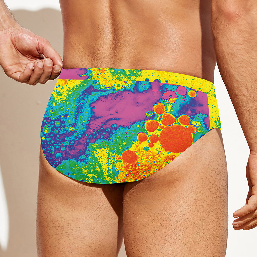 Colorful Acid Melt Print Men's Swim Briefs