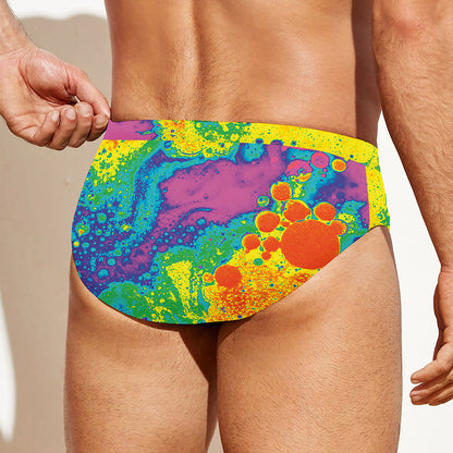 Colorful Acid Melt Print Men's Swim Briefs