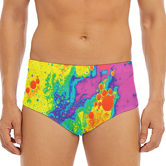 Colorful Acid Melt Print Men's Triangle Swim Briefs