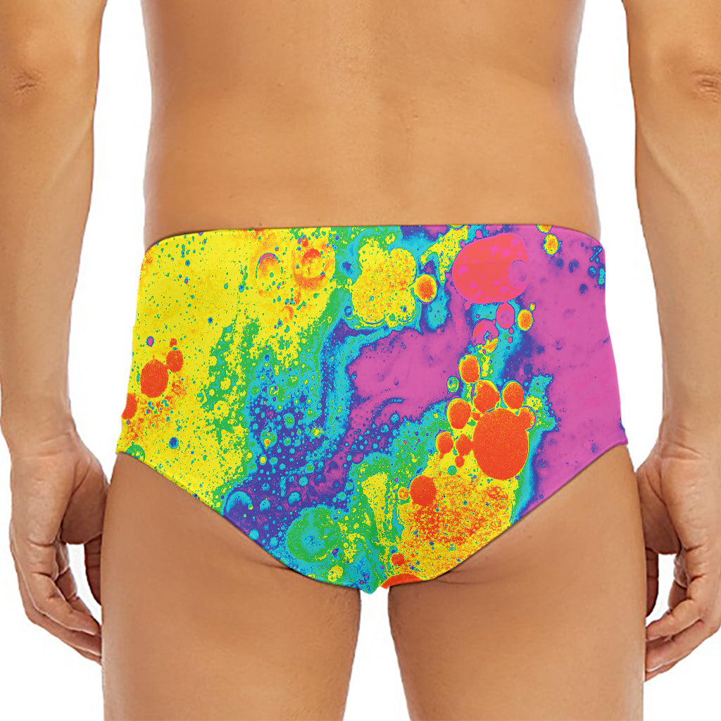 Colorful Acid Melt Print Men's Triangle Swim Briefs