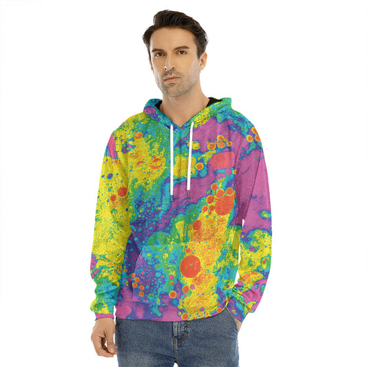 Colorful Acid Melt Print Men's Velvet Pullover Hoodie