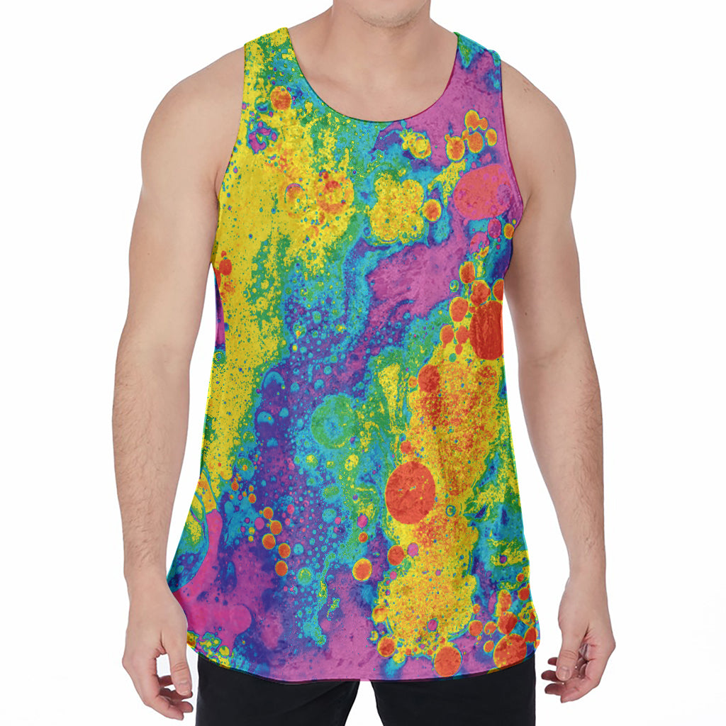 Colorful Acid Melt Print Men's Velvet Tank Top