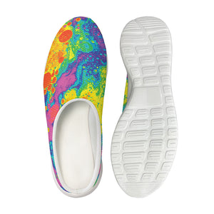 Colorful Acid Melt Print Mesh Casual Shoes