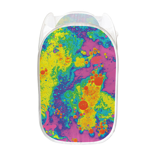Colorful Acid Melt Print Mesh Laundry Hamper