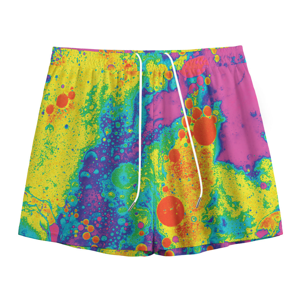 Colorful Acid Melt Print Mesh Shorts