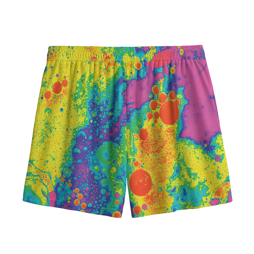 Colorful Acid Melt Print Mesh Shorts