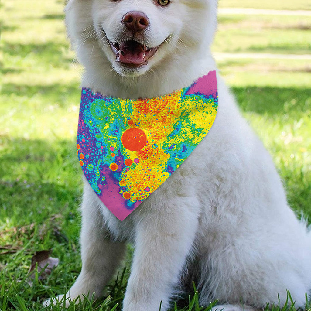 Colorful Acid Melt Print Over The Collar Dog Bandana