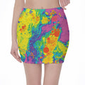 Colorful Acid Melt Print Pencil Mini Skirt