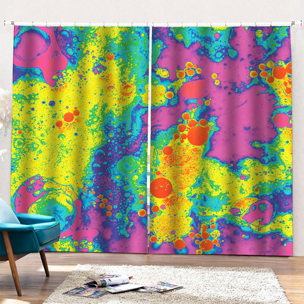 Colorful Acid Melt Print Pencil Pleat Curtains