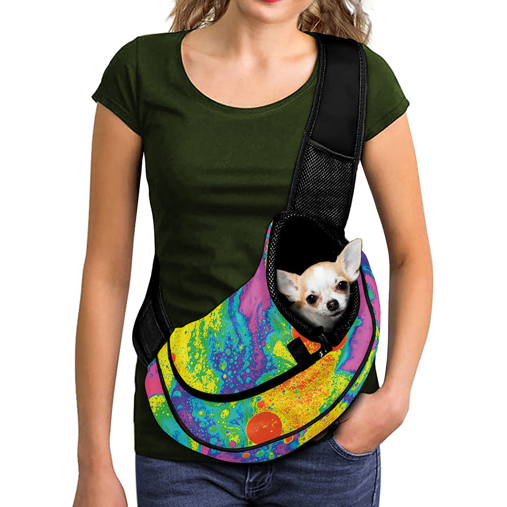 Colorful Acid Melt Print Pet Sling Carrier