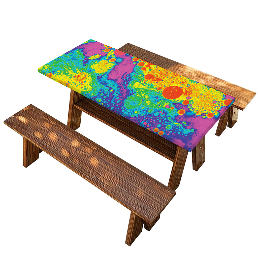 Colorful Acid Melt Print Picnic Table Cover