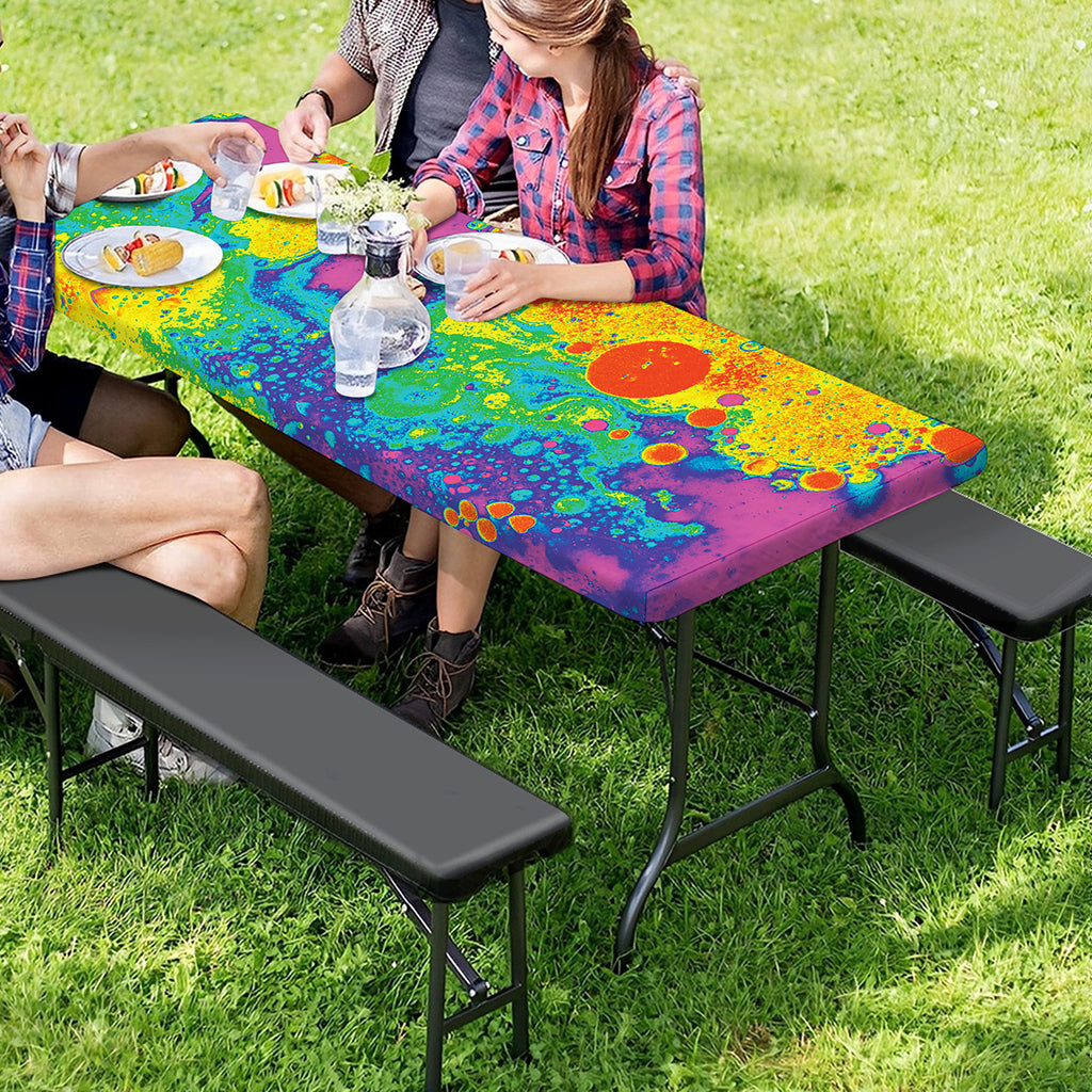 Colorful Acid Melt Print Picnic Table Cover