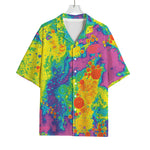 Colorful Acid Melt Print Rayon Hawaiian Shirt