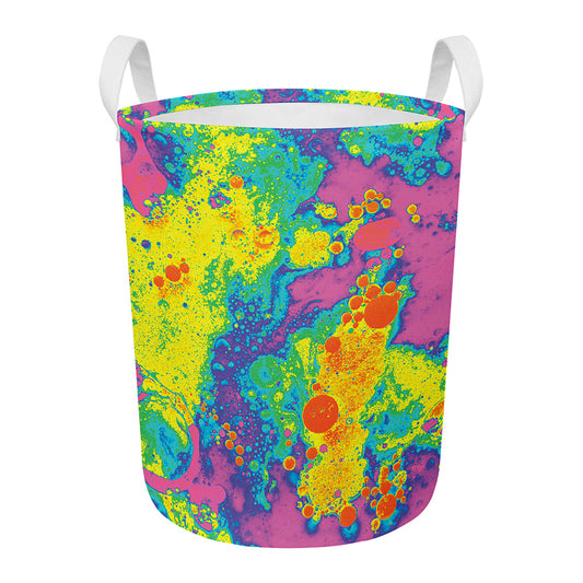 Colorful Acid Melt Print Round Laundry Basket