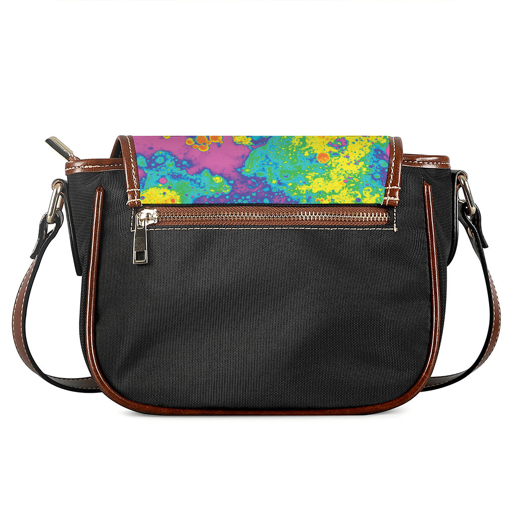 Colorful Acid Melt Print Saddle Bag