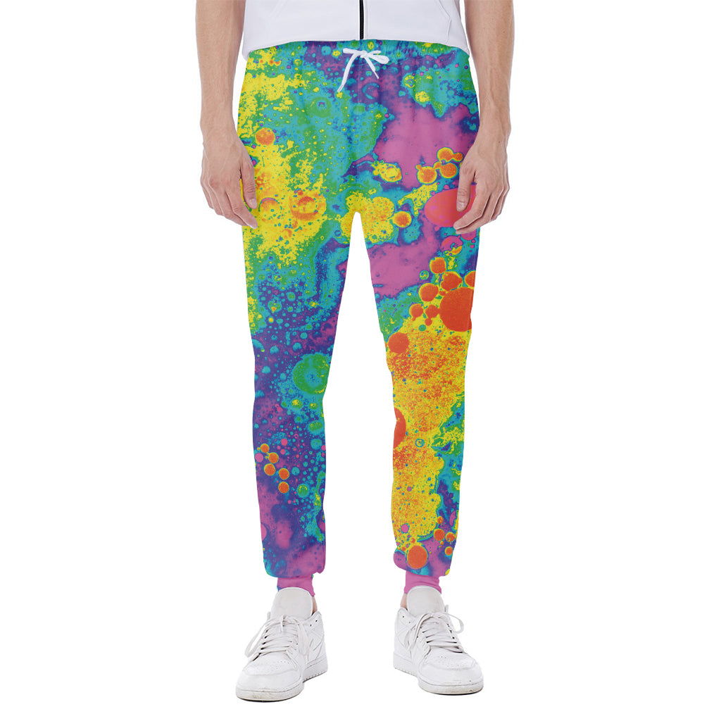 Colorful Acid Melt Print Scuba Joggers