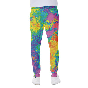 Colorful Acid Melt Print Scuba Joggers