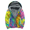 Colorful Acid Melt Print Sherpa Lined Zip Up Hoodie