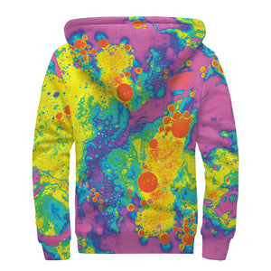 Colorful Acid Melt Print Sherpa Lined Zip Up Hoodie