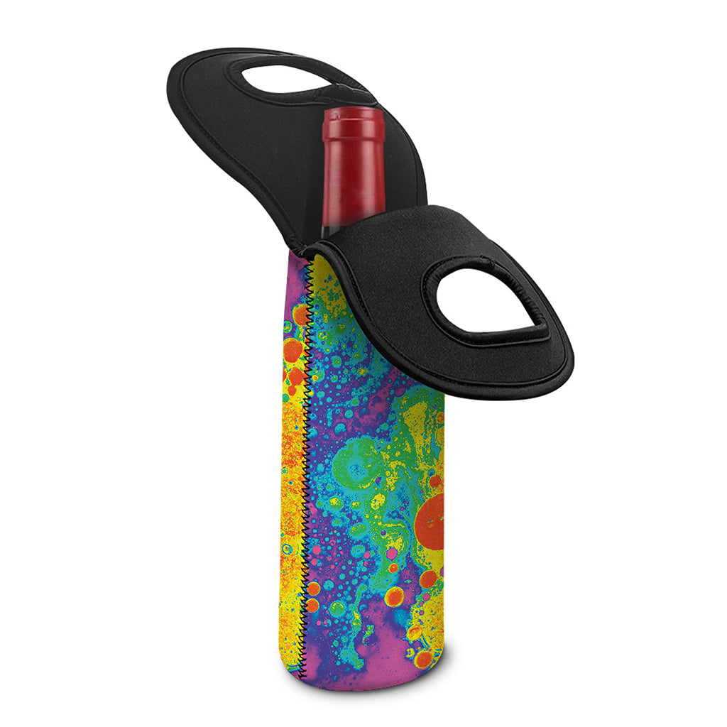 Colorful Acid Melt Print Single Neoprene Wine Tote