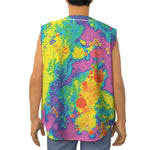 Colorful Acid Melt Print Sleeveless Baseball Jersey