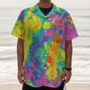 Colorful Acid Melt Print Textured Short Sleeve Shirt