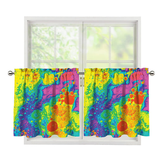 Colorful Acid Melt Print Tier Curtains
