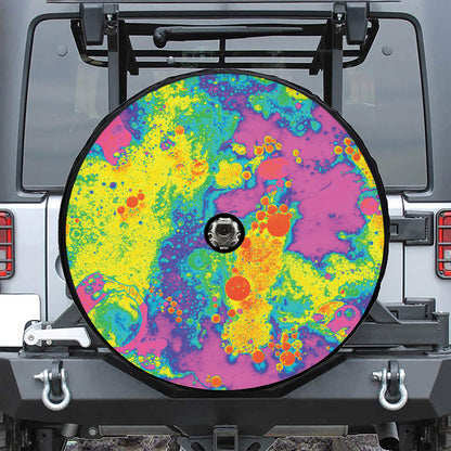 Colorful Acid Melt Print Tire Cover With Camera Hole