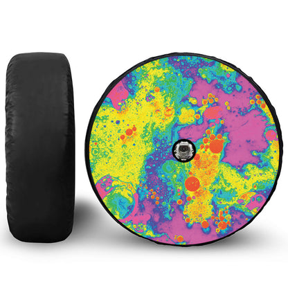 Colorful Acid Melt Print Tire Cover With Camera Hole