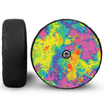Colorful Acid Melt Print Tire Cover With Camera Hole