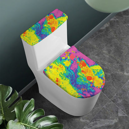 Colorful Acid Melt Print Toilet Lid And Tank Cover Set