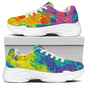 Colorful Acid Melt Print White Chunky Shoes