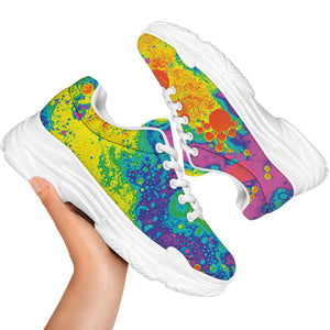 Colorful Acid Melt Print White Chunky Shoes