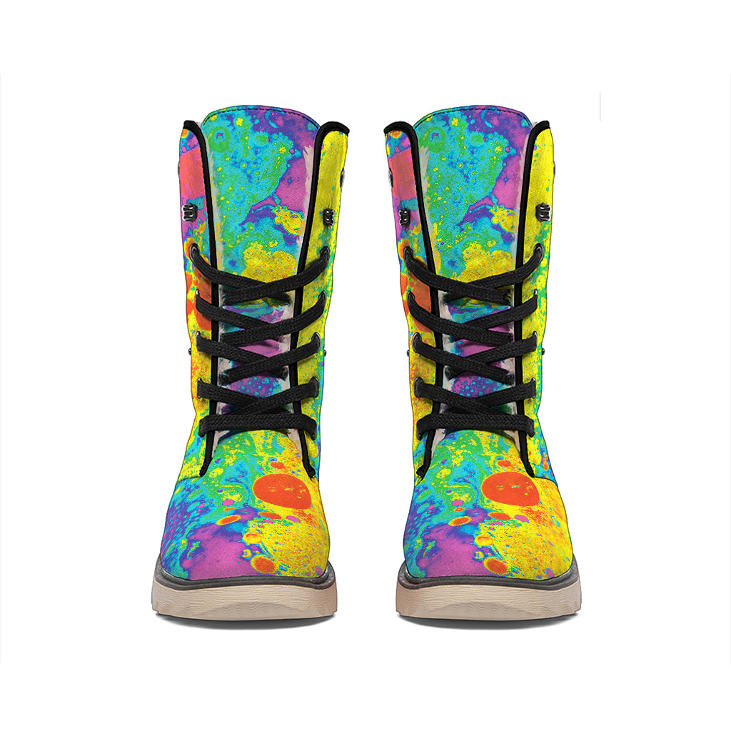 Colorful Acid Melt Print Winter Boots