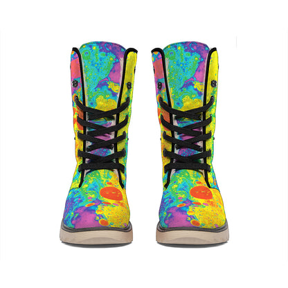 Colorful Acid Melt Print Winter Boots