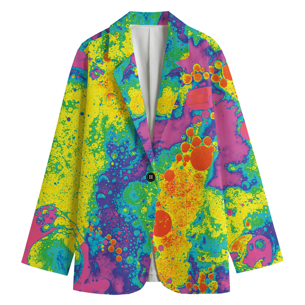 Colorful Acid Melt Print Women's Blazer