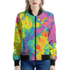 Colorful Acid Melt Print Women's Bomber Jacket