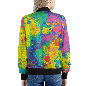 Colorful Acid Melt Print Women's Bomber Jacket