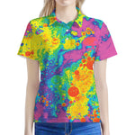 Colorful Acid Melt Print Women's Polo Shirt