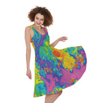 Colorful Acid Melt Print Women's Sleeveless Dress