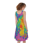 Colorful Acid Melt Print Women's Sleeveless Dress